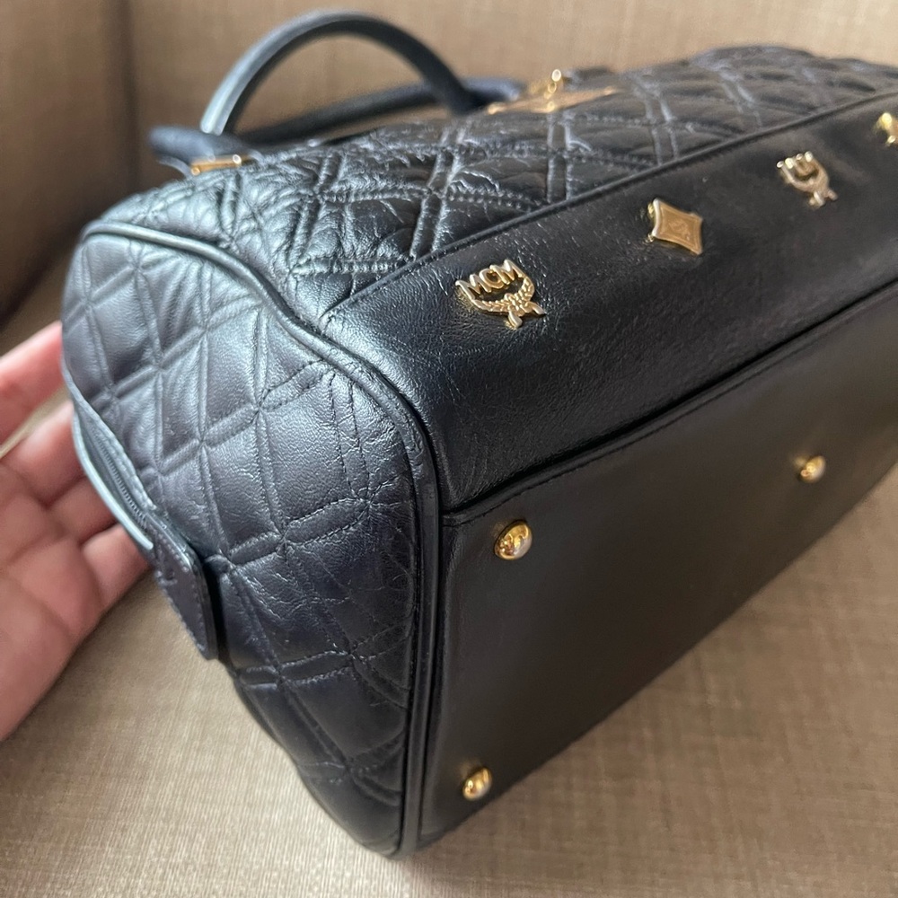 MCM Black Quilted Satchel with Elegant Design - Picture 7 of 16